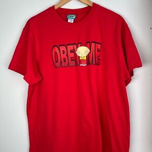Family Guy 2011 Stewie Griffin Graphic Funny T-Shirt Casual Red Men’s Large